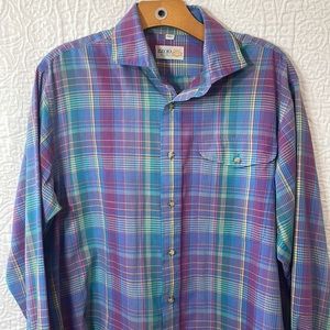 IZOD Club lavendar & teal long sleeve button down shirt